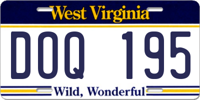 WV license plate DOQ195