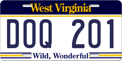 WV license plate DOQ201