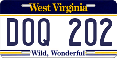 WV license plate DOQ202