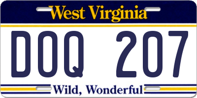 WV license plate DOQ207