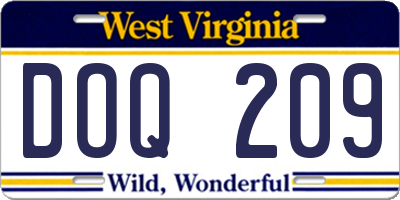 WV license plate DOQ209