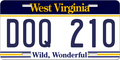 WV license plate DOQ210