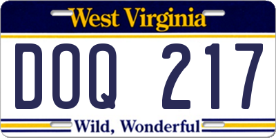 WV license plate DOQ217