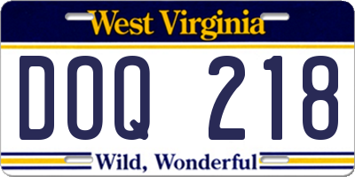 WV license plate DOQ218