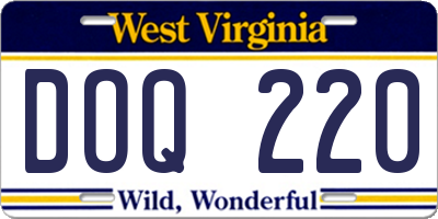 WV license plate DOQ220