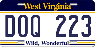 WV license plate DOQ223