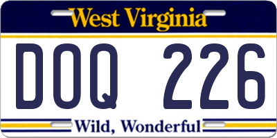 WV license plate DOQ226