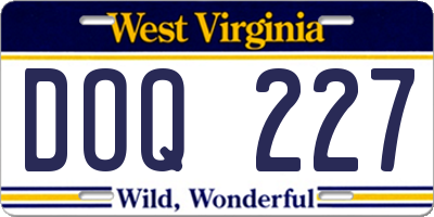 WV license plate DOQ227