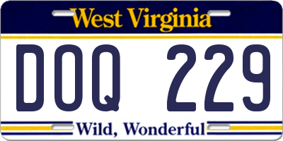 WV license plate DOQ229