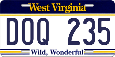 WV license plate DOQ235