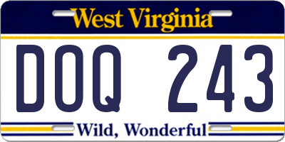 WV license plate DOQ243