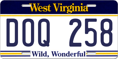 WV license plate DOQ258
