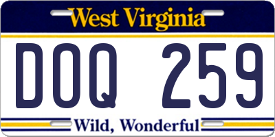 WV license plate DOQ259