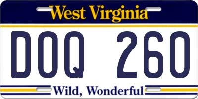WV license plate DOQ260