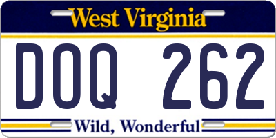 WV license plate DOQ262