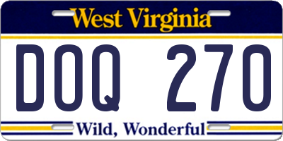 WV license plate DOQ270