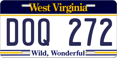 WV license plate DOQ272