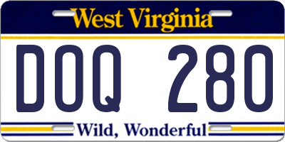 WV license plate DOQ280