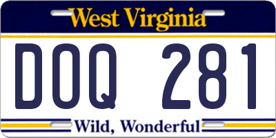 WV license plate DOQ281