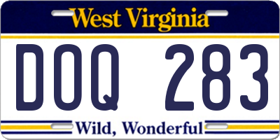 WV license plate DOQ283