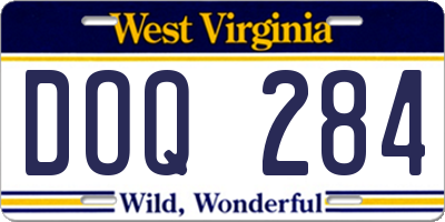 WV license plate DOQ284