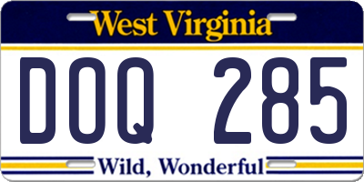 WV license plate DOQ285