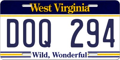 WV license plate DOQ294