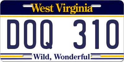 WV license plate DOQ310