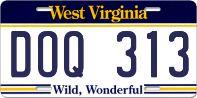 WV license plate DOQ313