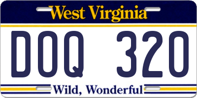 WV license plate DOQ320