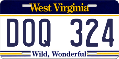 WV license plate DOQ324
