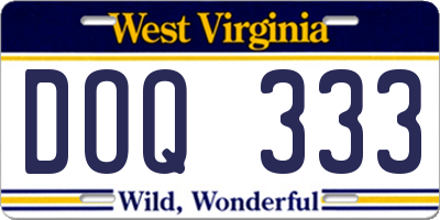 WV license plate DOQ333