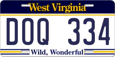 WV license plate DOQ334