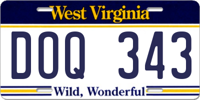 WV license plate DOQ343