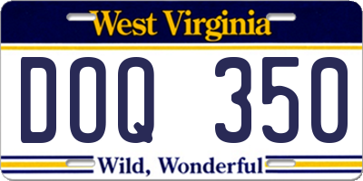WV license plate DOQ350