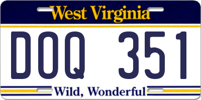 WV license plate DOQ351