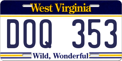 WV license plate DOQ353