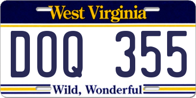 WV license plate DOQ355