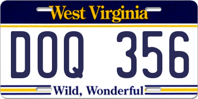 WV license plate DOQ356
