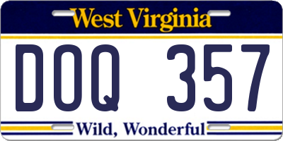WV license plate DOQ357