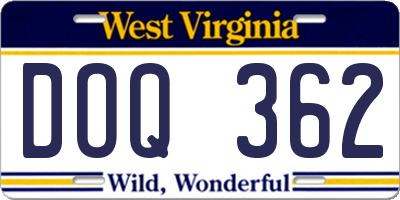 WV license plate DOQ362