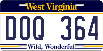 WV license plate DOQ364