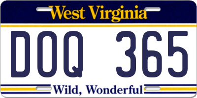 WV license plate DOQ365