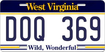 WV license plate DOQ369