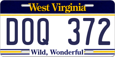 WV license plate DOQ372