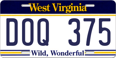 WV license plate DOQ375