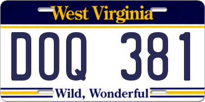 WV license plate DOQ381