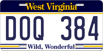 WV license plate DOQ384