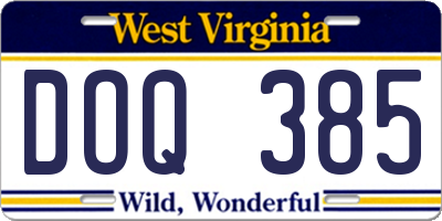 WV license plate DOQ385