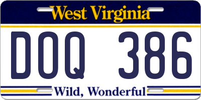 WV license plate DOQ386
